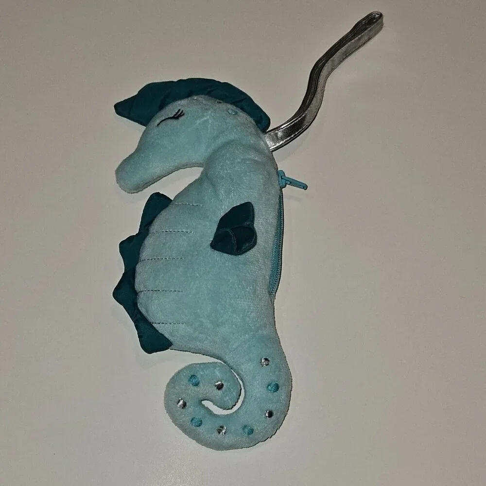 Gymboree Seaside Stroll Blue Seahorse Plush Wristlet Coin Purse Stuffed Toy